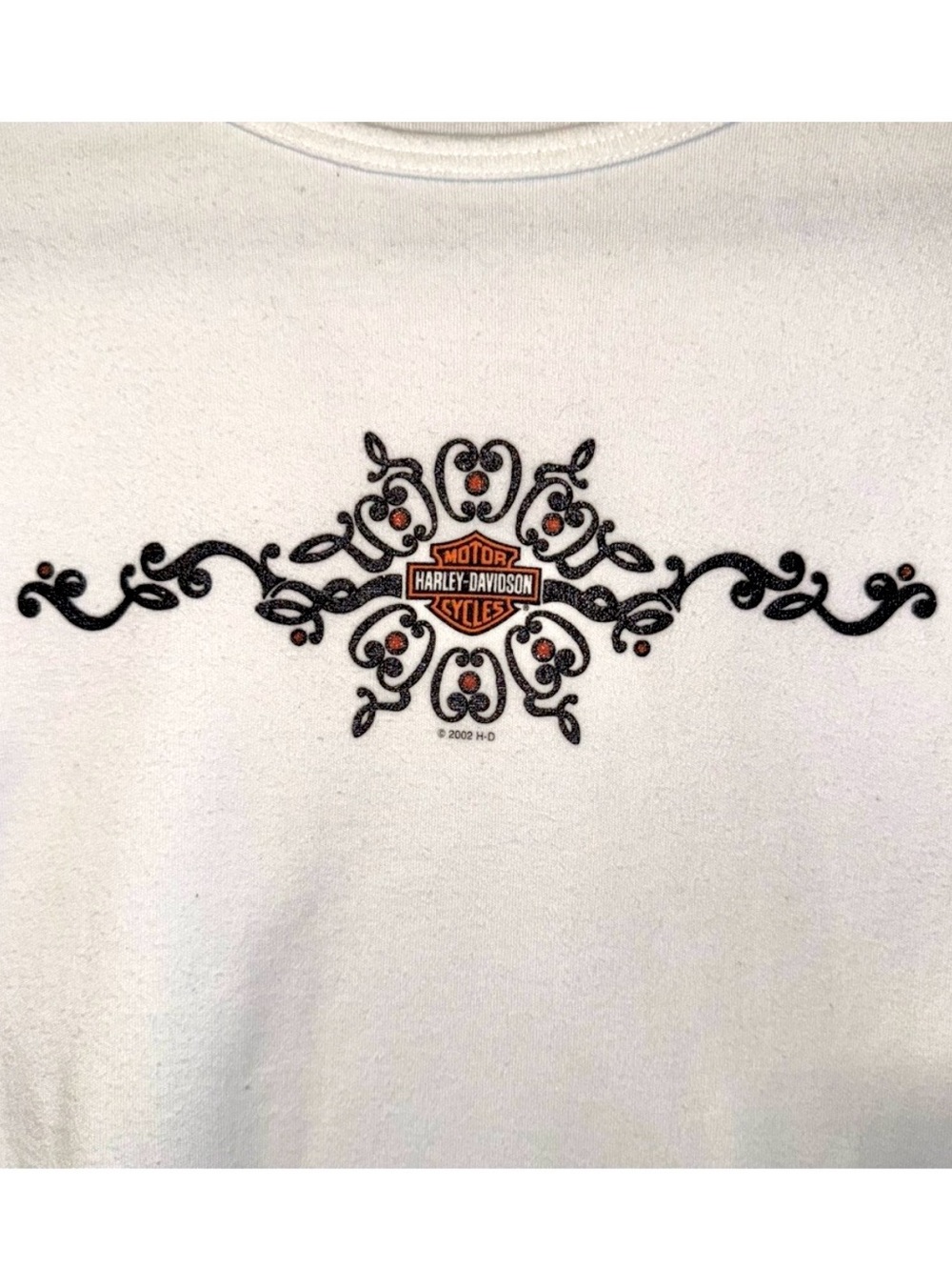 Vintage Y2K Harley Davidson Ornamental Glitter Logo Baby T Aruba 100% Cotton 02